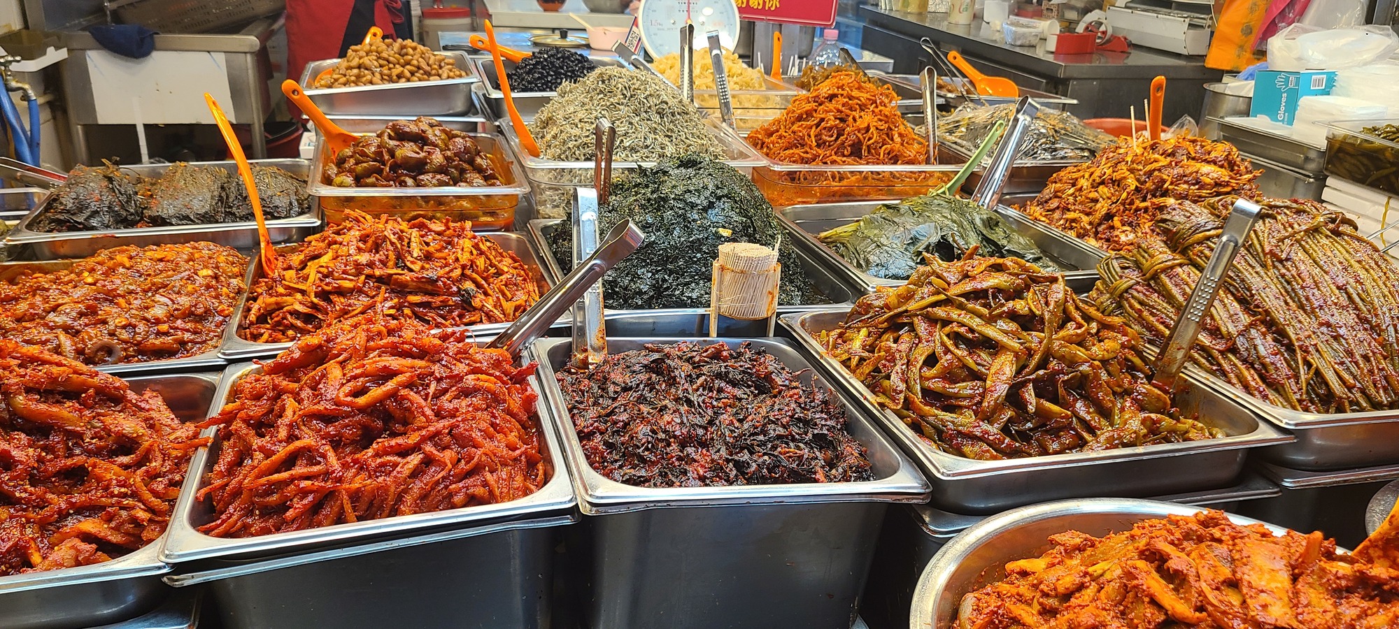 Local Seoul market food counter